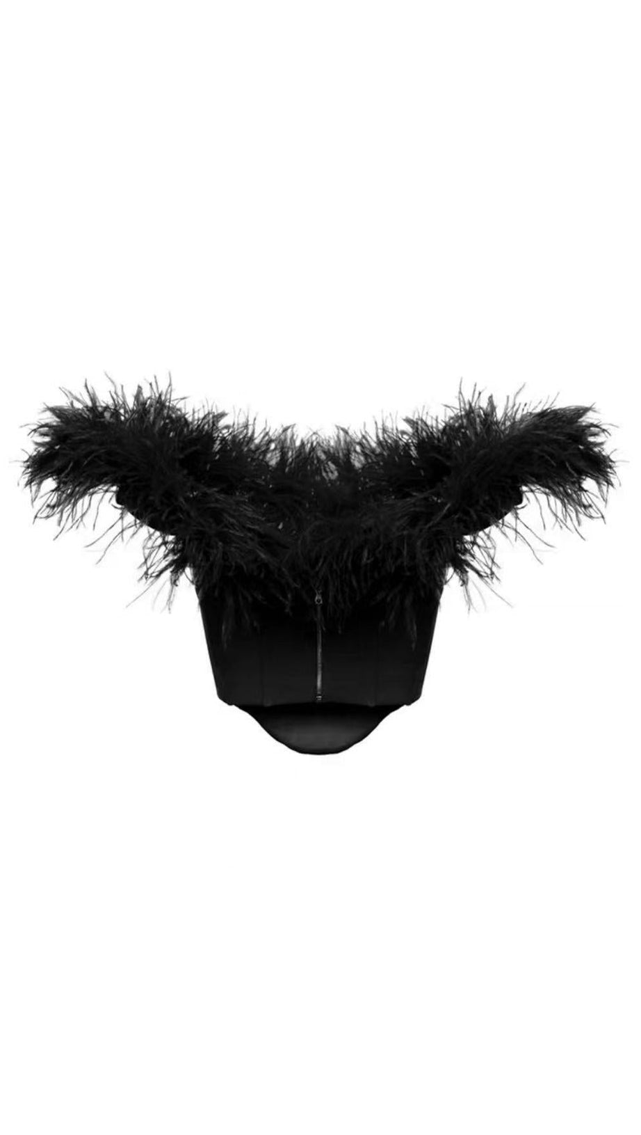 OFF SHOULDER FEATHER CORSET TOP