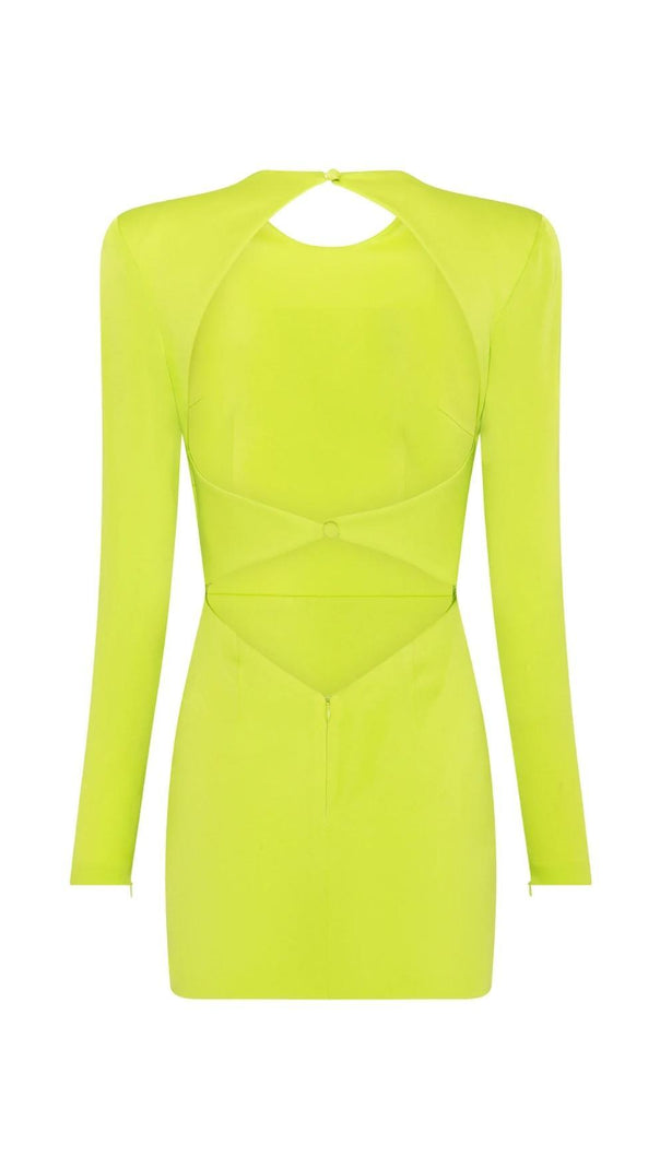 AIIZIE LONG SLEEVE BACKLESS MINI DRESS IN GREEN - product image