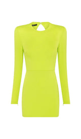 LONG SLEEVE BACKLESS MINI DRESS IN GREEN