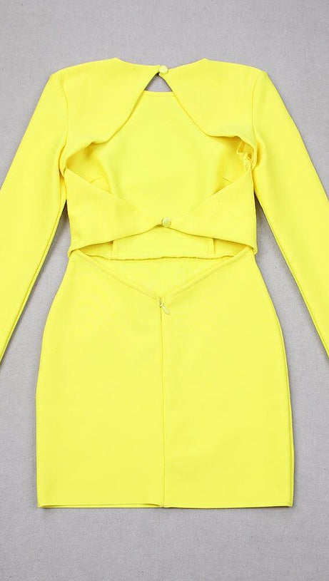 LONG SLEEVE BACKLESS MINI DRESS IN GREEN