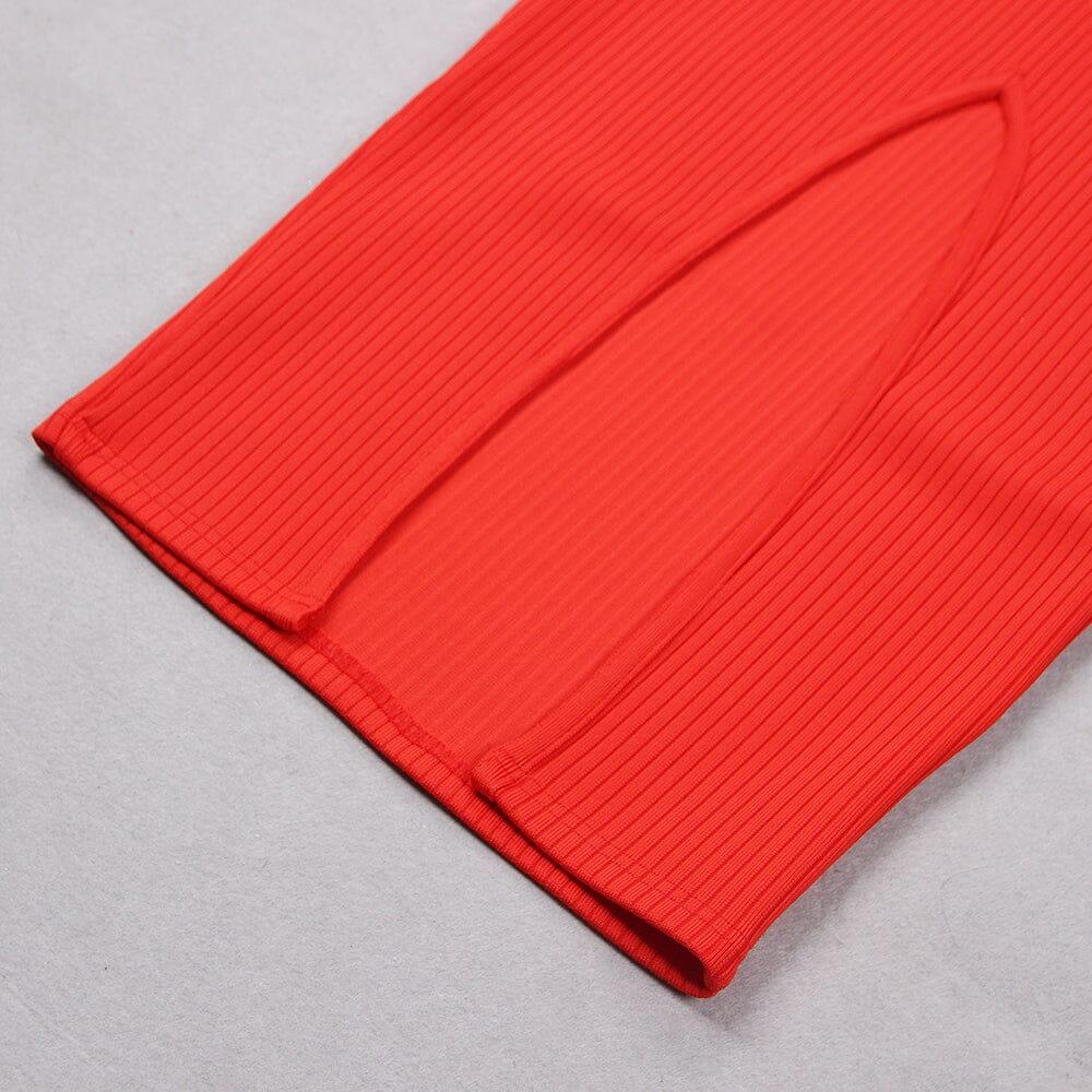 AIIZIE CUTOUT LONG SLEEVE MIDI DRESS IN RED - product image