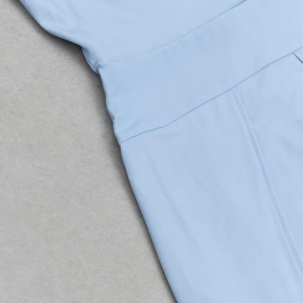 AIIZIE LIGHT BLUE BACKLESS SUSPENDER TIGHT SLIT DRESS - product image