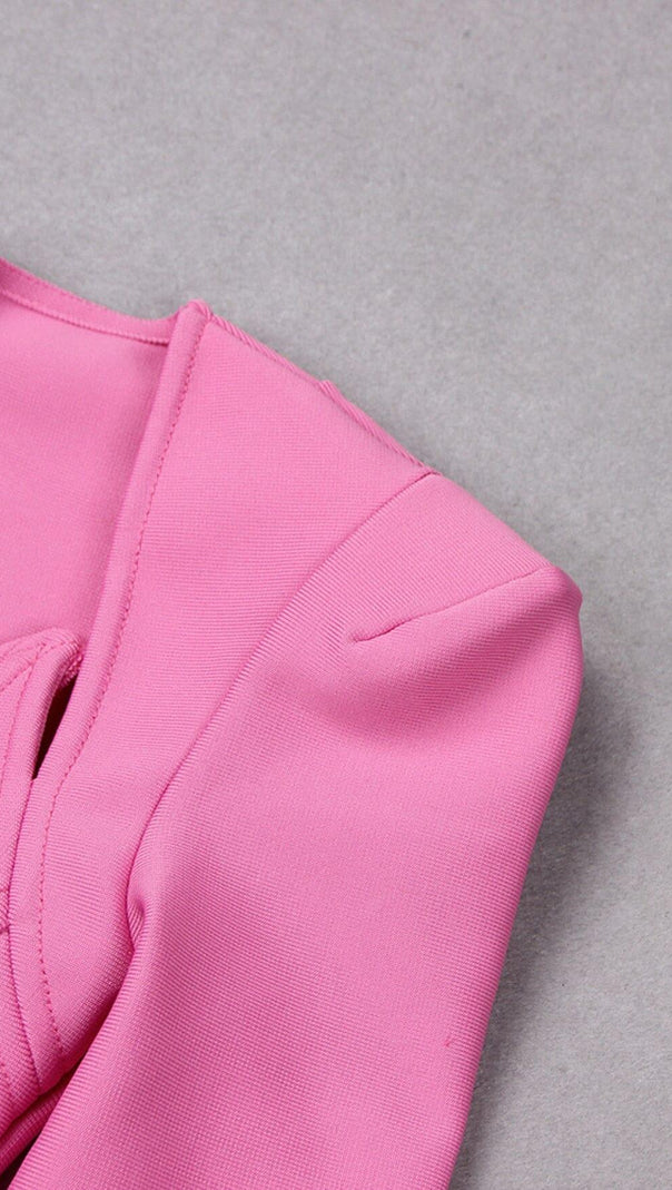 AIIZIE SQUARE SHOULDER CORSET MIDI DRESS IN PINK - product image