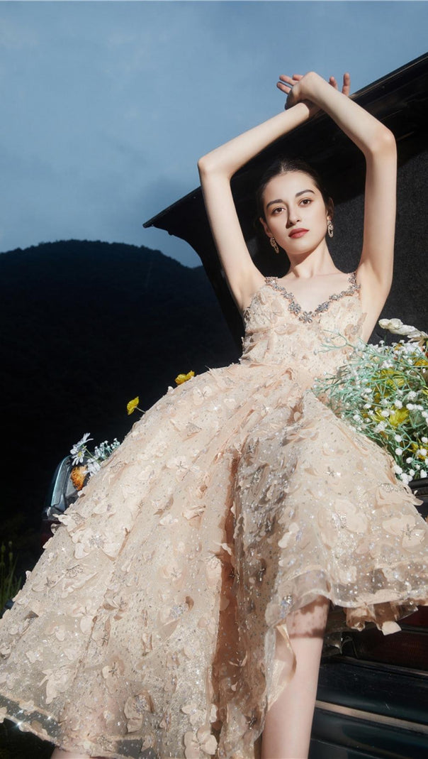 AIIZIE SEQUIN BUTTERFLY EMBELLISHED CRYSTAL MIDI DRESS - product image