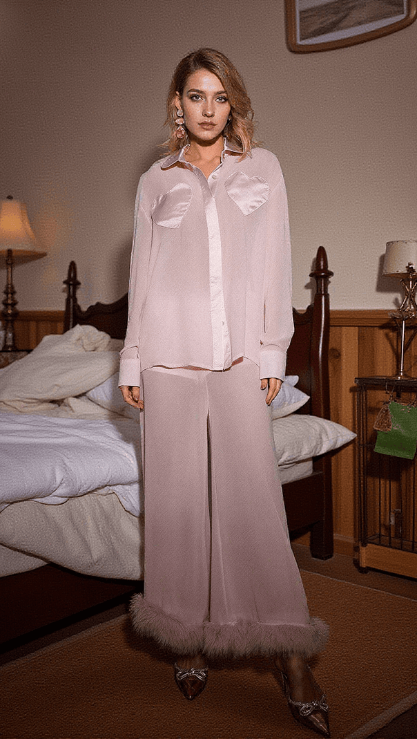 AIIZIE BROCKETT HEART FEATHER PATCHWORK PANTS SET - product image