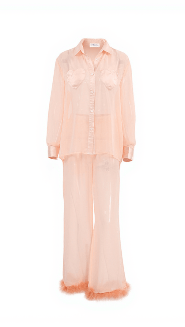 AIIZIE BROCKETT HEART FEATHER PATCHWORK PANTS SET - product image