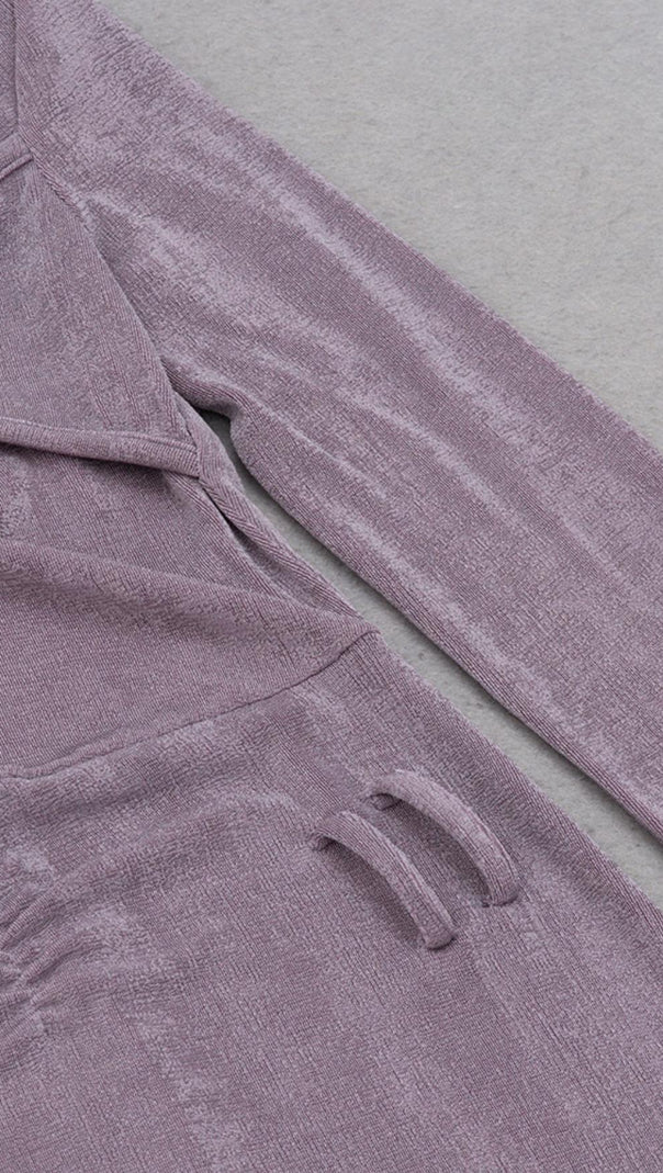 AIIZIE KNIT CUTOUT LONG SLEEVES MIDI DRESS IN PURPLE - product image
