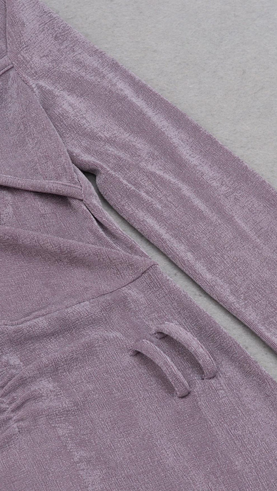 KNIT CUTOUT LONG SLEEVES MIDI DRESS IN PURPLE