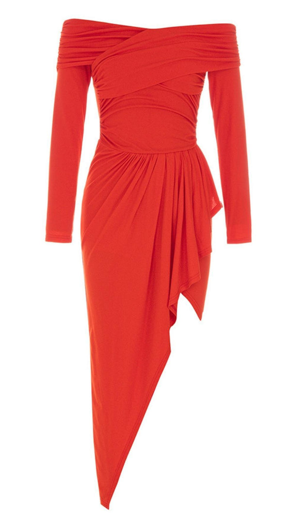 AIIZIE OFF SHOULDER LONG SLEEVE IRREGULAR IN ORANGE - product image
