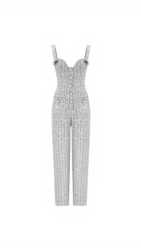 ROAN SEQUIN TWEED JUMPSUIT