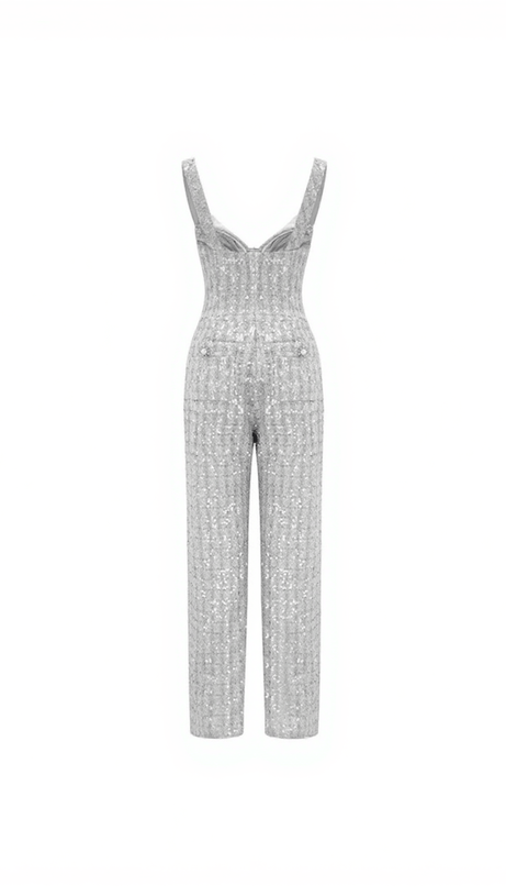 ROAN SEQUIN TWEED JUMPSUIT