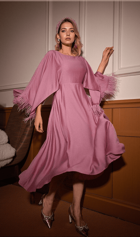 Lewis Feather Fringe Midi Dress
