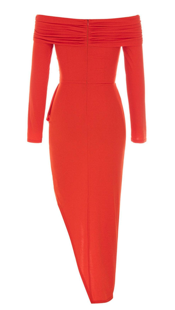 AIIZIE OFF SHOULDER LONG SLEEVE IRREGULAR IN ORANGE - product image