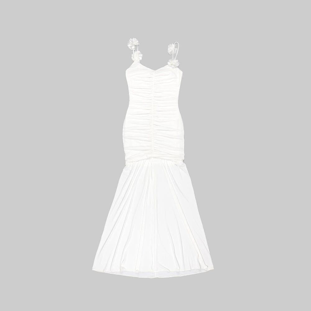 AIIZIE WHITE FLORAL SUSPENDER MAXI DRESS - product image