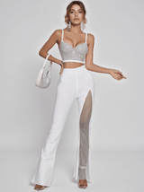 Brianna Crystal Bustier Top In White