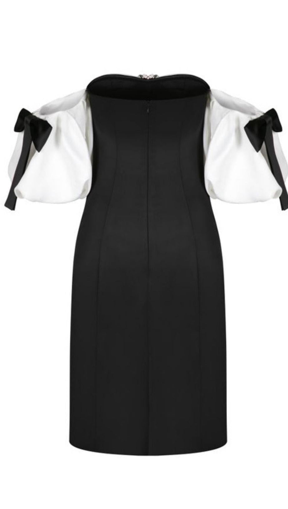 OFF SHOULDER BLACK AND WHITE PATCHWORK MINI DRESS