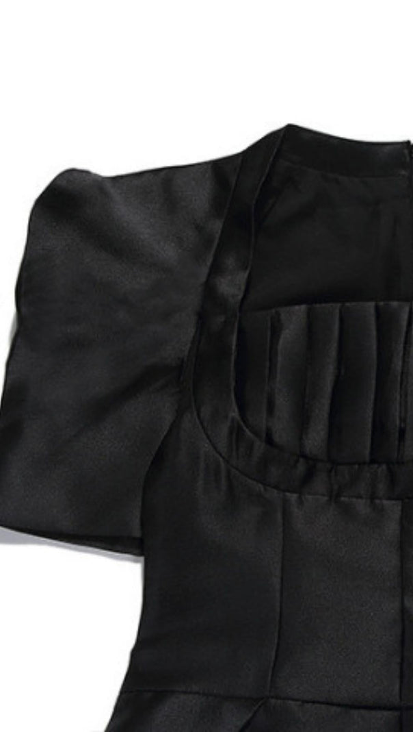 AIIZIE SQUARE NECK PUFF SLEEVE DRESS IN BLACK - product image