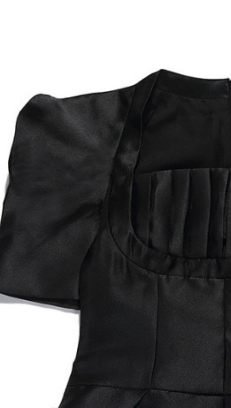 SQUARE NECK PUFF SLEEVE DRESS IN BLACK