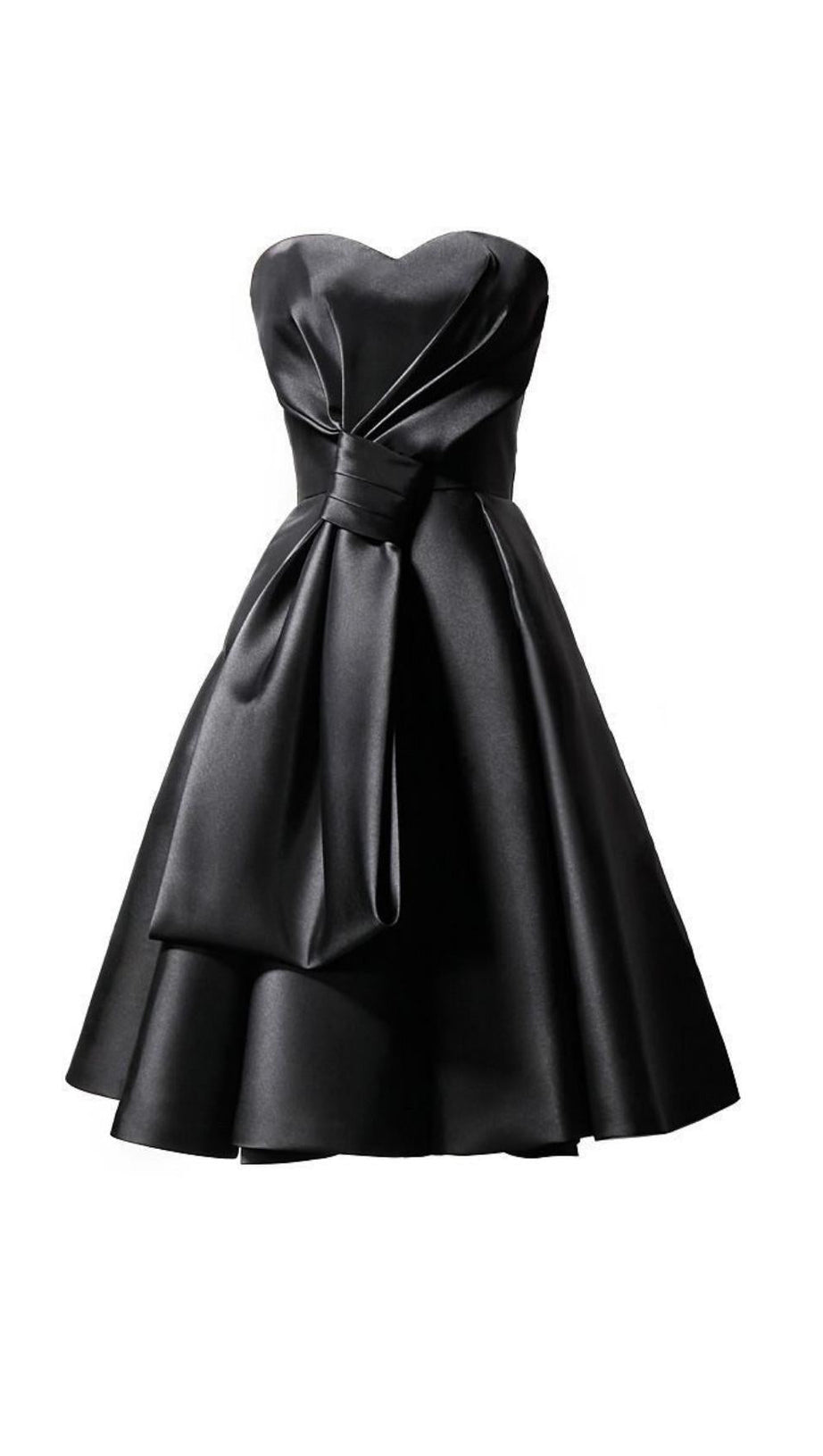 ABITO MIDI IN RASO SENZA SPALLINE NERO