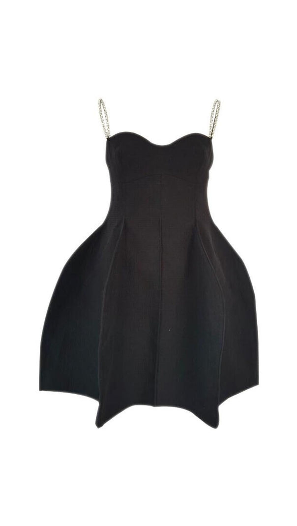 AIIZIE RHINESTONE PEPLUM MINI DRESS IN BLACK - product image