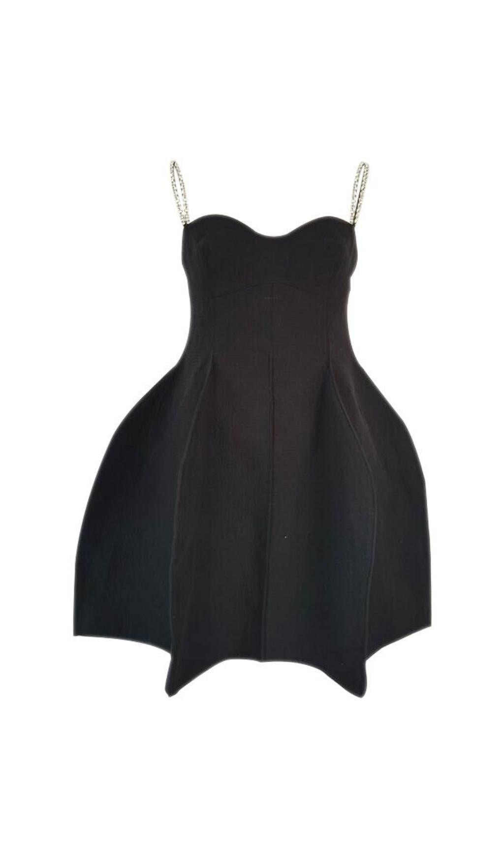 MINI ABITO PEPLUM CON STRASS NERO