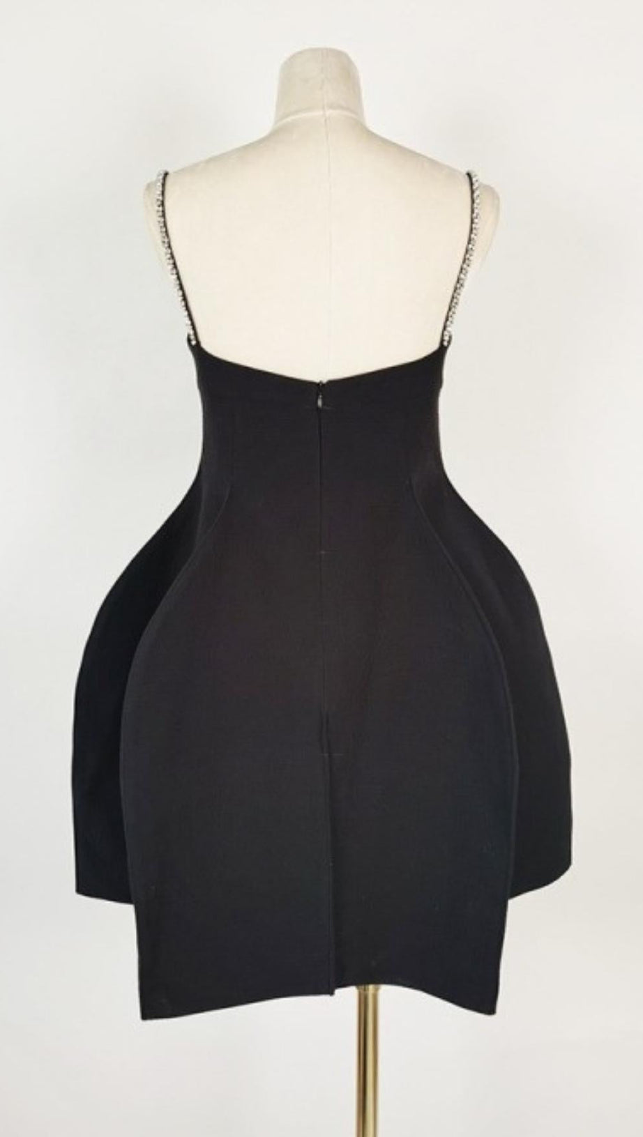 MINI ABITO PEPLUM CON STRASS NERO