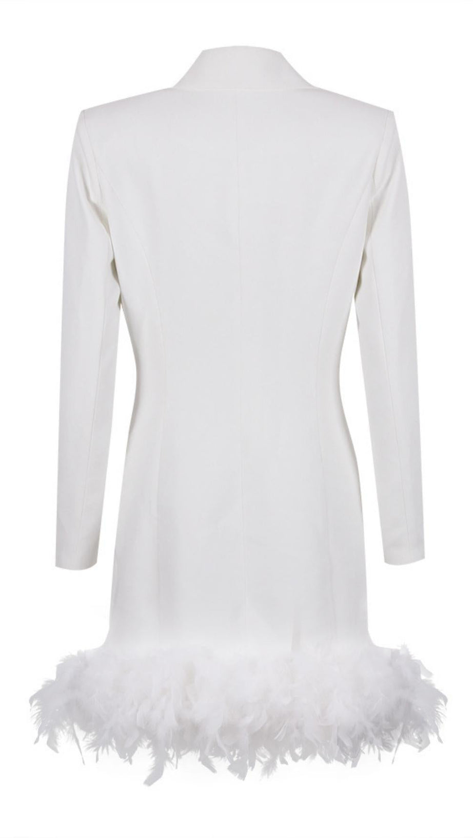 MINI ABITO BLAZER A MANICHE LUNGHE IN PIUME BIANCHE