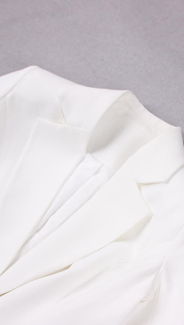 AIIZIE WHITE FEATHER LONG SLEEVE BLAZER MINI DRESS - product image