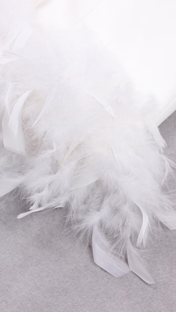 AIIZIE WHITE FEATHER LONG SLEEVE BLAZER MINI DRESS - product image