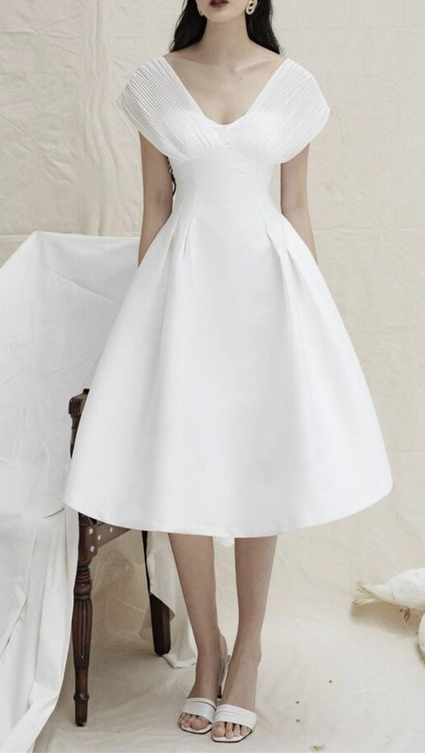 AIIZIE V NECK SLINKY MIDI DRESS - product image