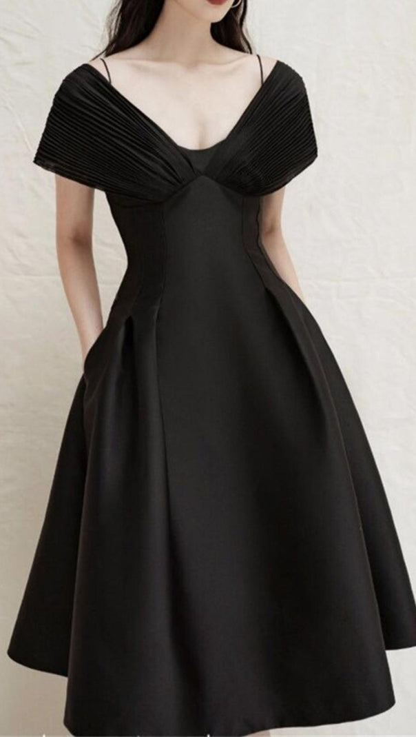 AIIZIE V NECK SLINKY MIDI DRESS - product image