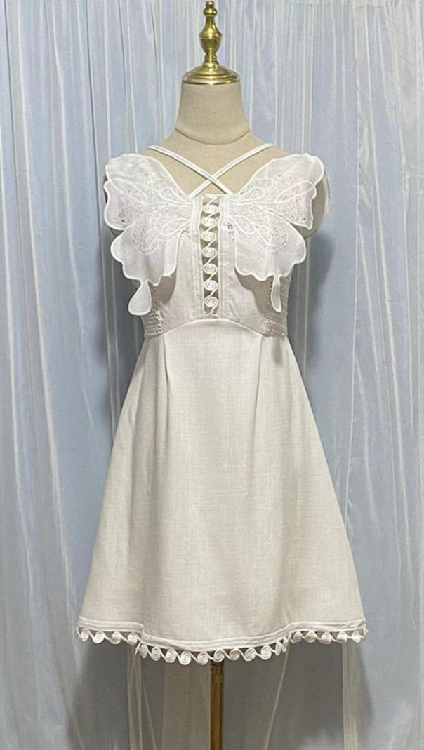 AIIZIE WHITE BUTTERFLY EMBROIDERY MINI DRESS - product image