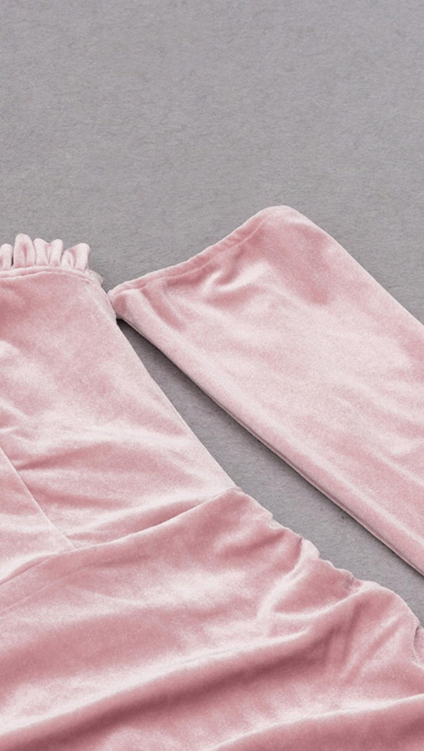 AIIZIE PINK LONG SLEEVE VELVET MINI DRESS - product image