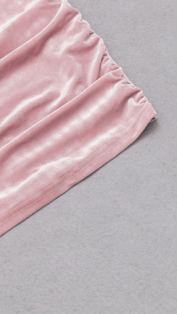 AIIZIE PINK LONG SLEEVE VELVET MINI DRESS - product image