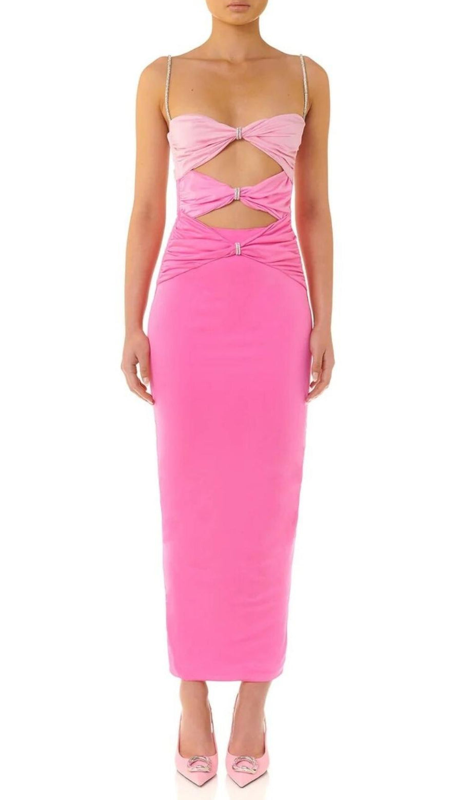 MAXI-KLEID MIT ROSA FARBVERLAUF UND AUSHÖHLUNG