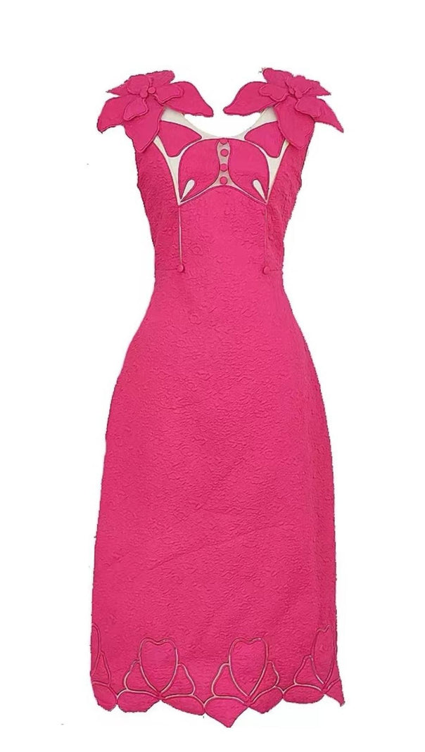 AIIZIE PINK JACQUARD EMBROIDERY MIDI DRESS - product image