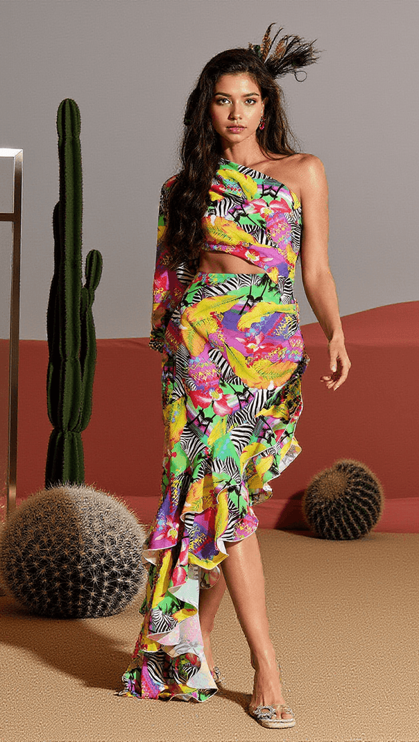 AIIZIE BROOKS ONE SLEEVE RUCHED MAXI DRESS - product image