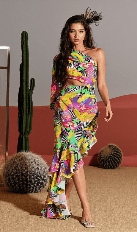Brooks One Sleeve Ruched Maxi Dress
