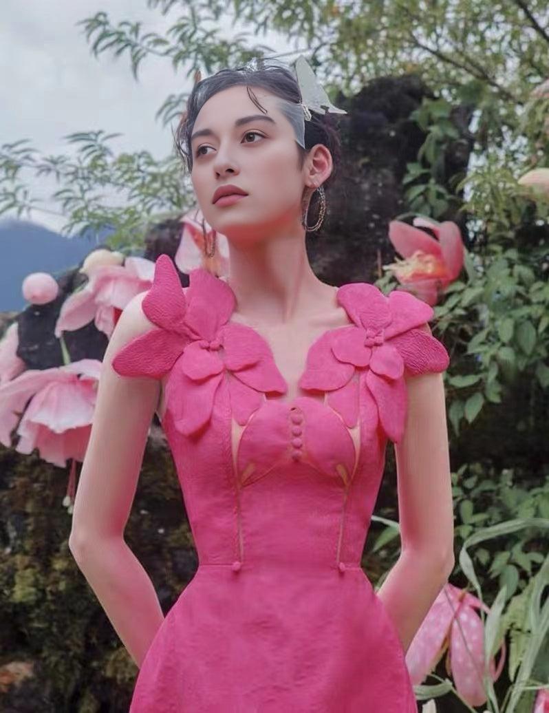 AIIZIE PINK JACQUARD EMBROIDERY MIDI DRESS - product image