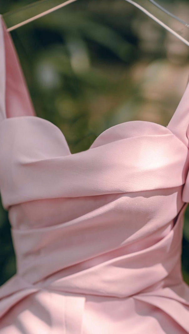 AIIZIE PINK PRINCESS SLEEVES RUCHED MINI DRESS - product image