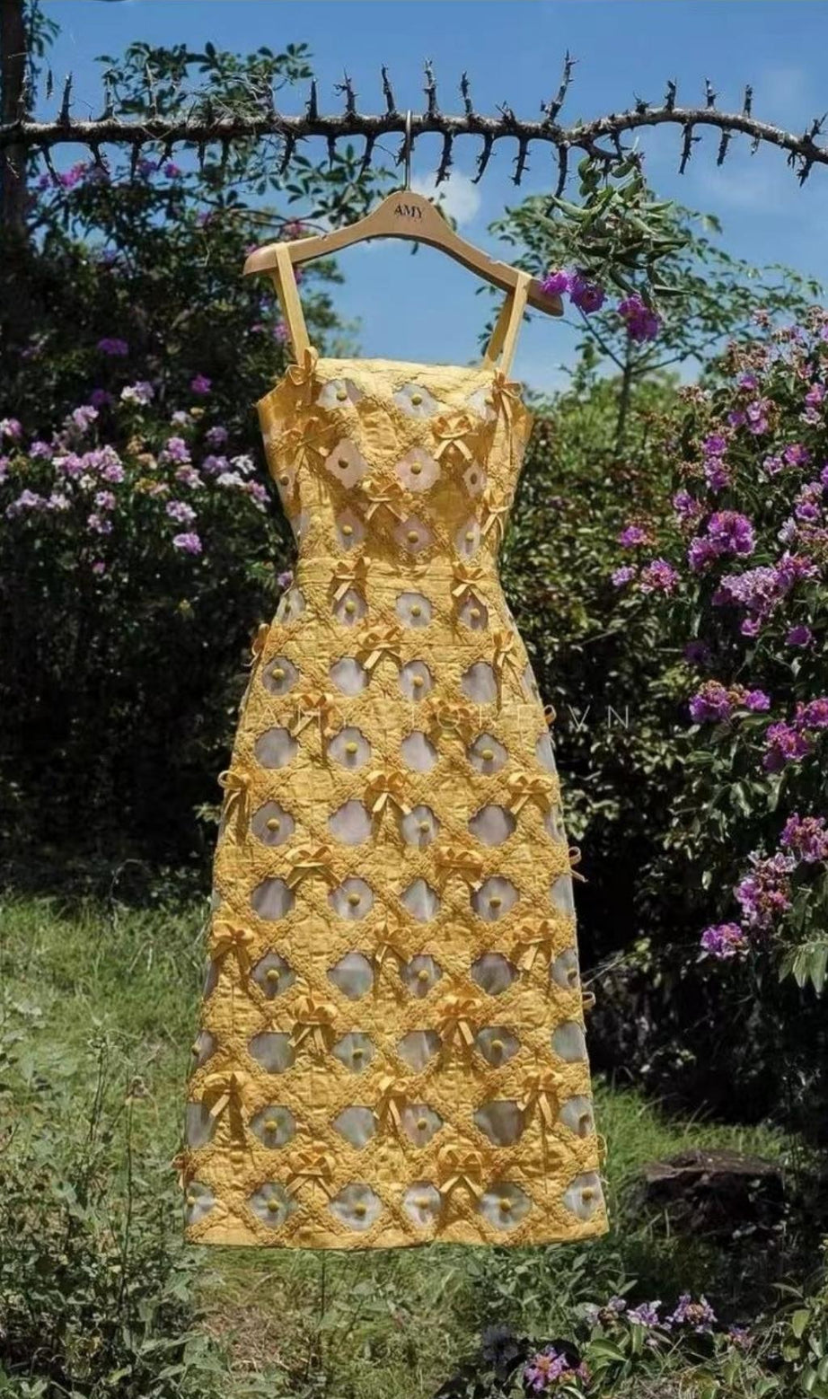 BUTTERFLY HOLLOW OUT STRAPPY MIDI DRESS