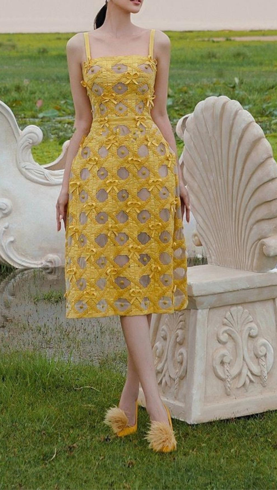 BUTTERFLY HOLLOW OUT STRAPPY MIDI DRESS