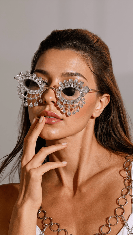 MORRISSEY RHINESTONE FRINGE SUNGLASSES