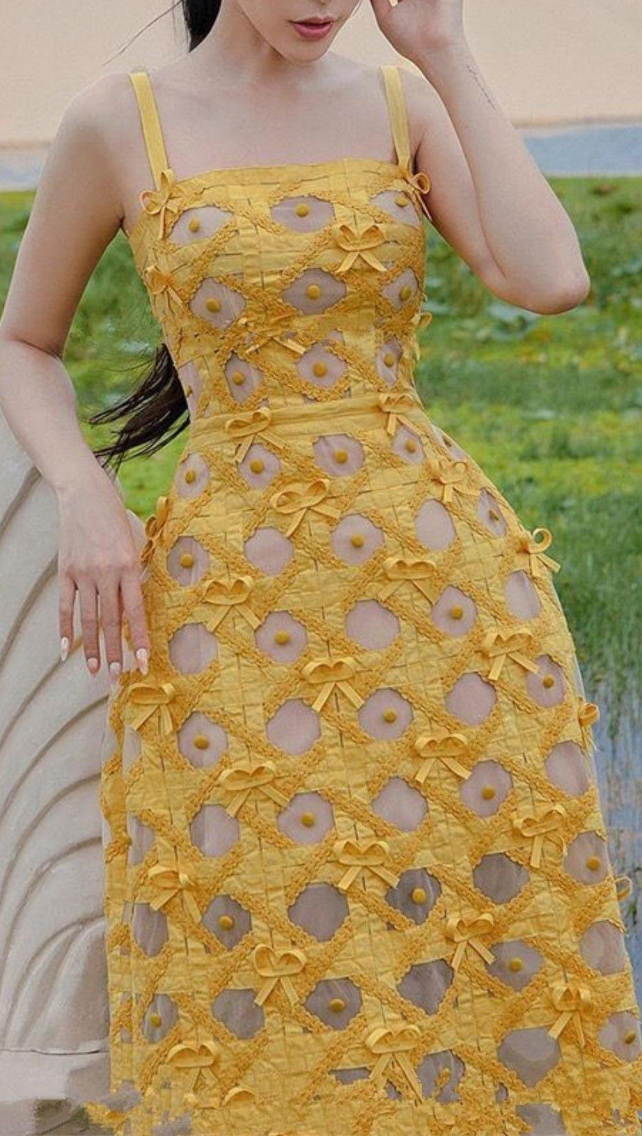 BUTTERFLY HOLLOW OUT STRAPPY MIDI DRESS