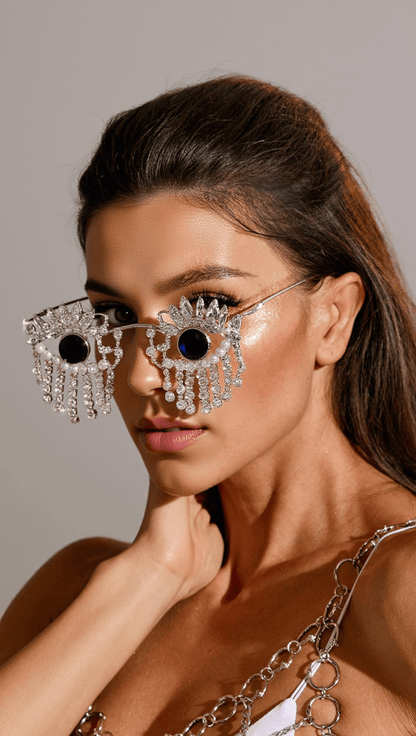AIIZIE MORRISSEY RHINESTONE FRINGE SUNGLASSES - product image