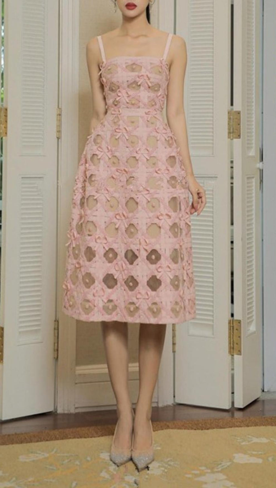 BUTTERFLY HOLLOW OUT STRAPPY MIDI DRESS