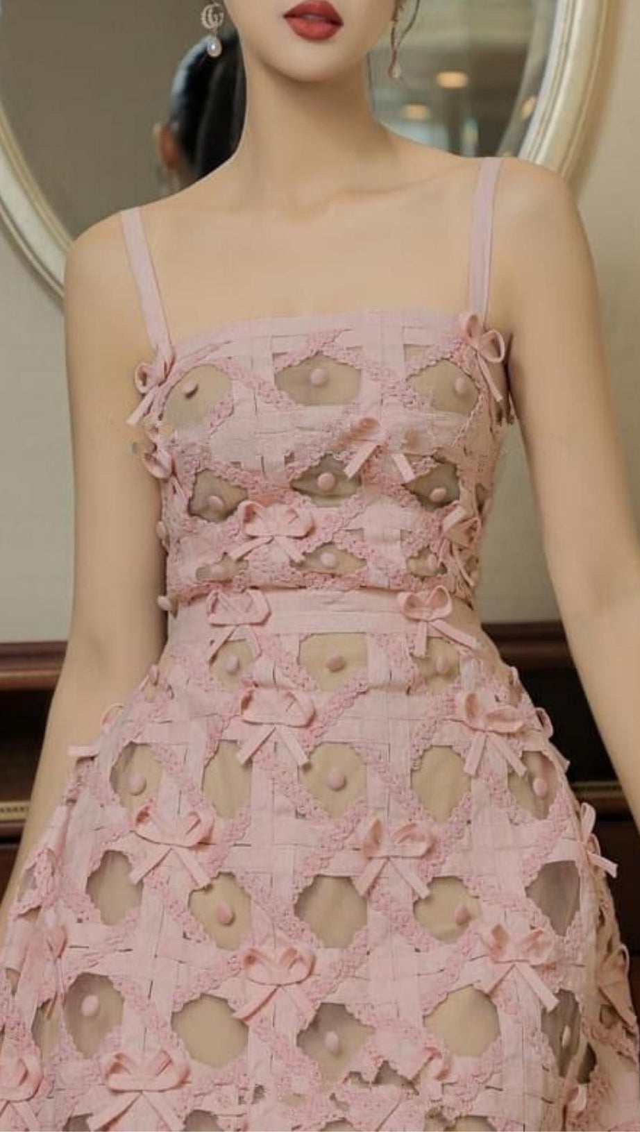 BUTTERFLY HOLLOW OUT STRAPPY MIDI DRESS