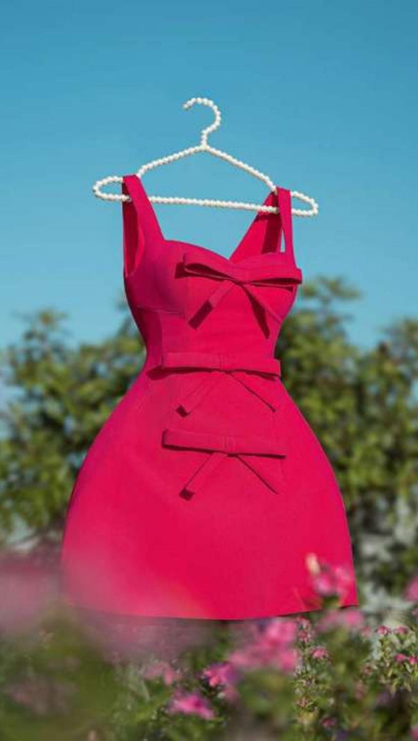 AIIZIE PINK BOWKNOT STRAPPY MINI DRESS - product image