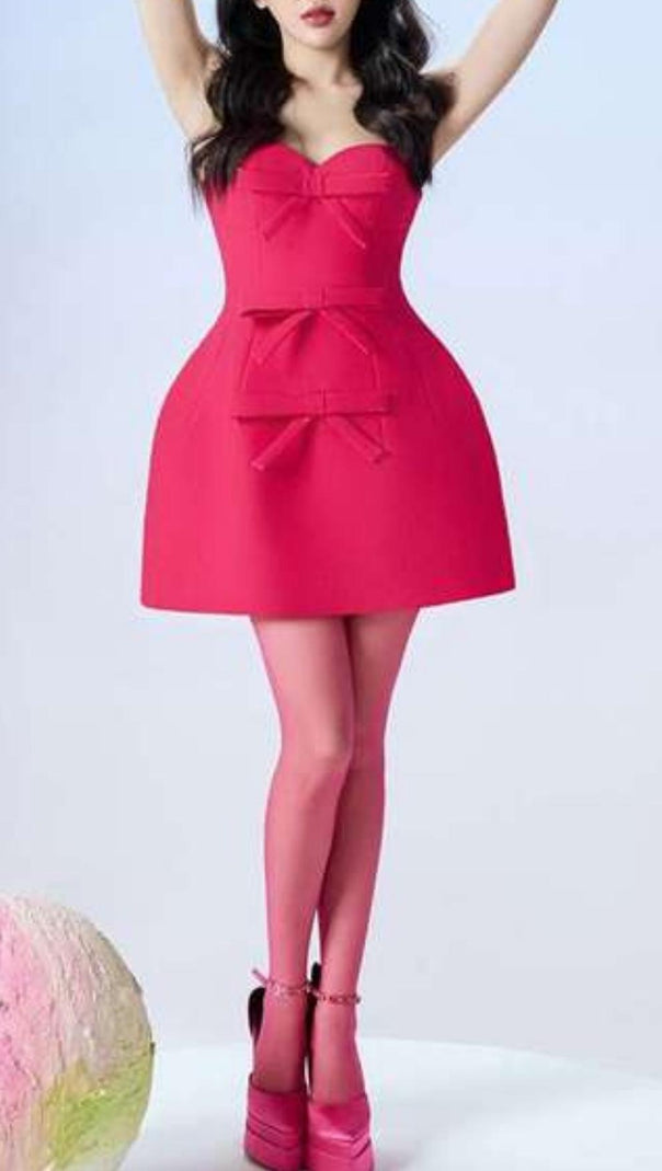 AIIZIE PINK BOWKNOT STRAPPY MINI DRESS - product image