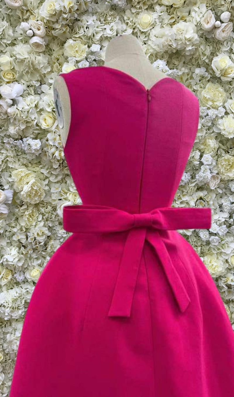 PINK BOWKNOT STRAPPY MIDI DRESS